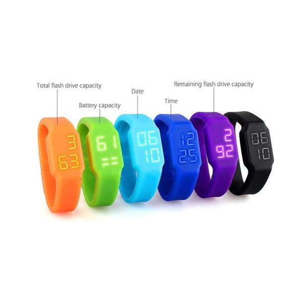 Quality LED Watch Silicone Wristband USB Flash Drive, Multi-functional Led Bracelet USB Memory for sale
