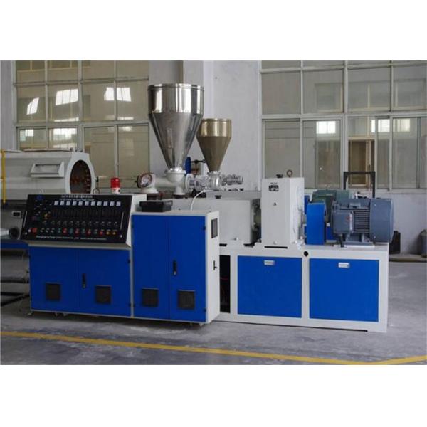 PLC Control Twin Screw Extruder , 16-63mm Pvc Twin Pipe Extrusion Machine