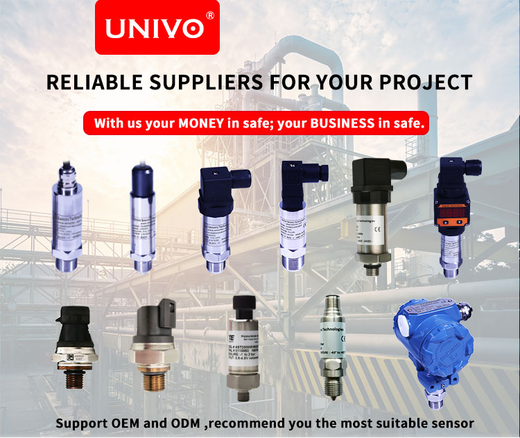 Customizable UNIVO Pressure Sensor for Liquids and Gases 0.5-4.5V Output -1-2Bar Range