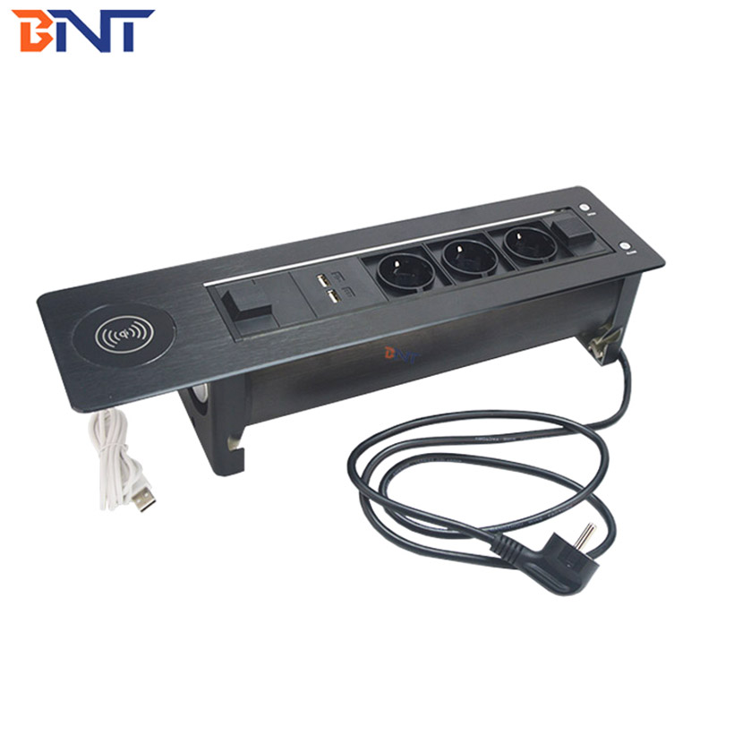 With Wireless charger hidden table motorized power socket with EU power plug