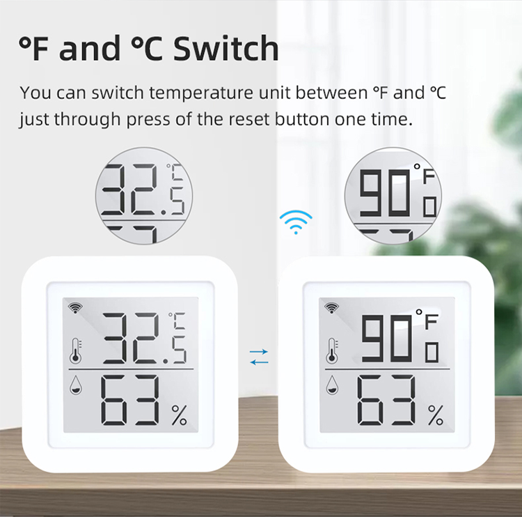 DC5V 1A Tuya Wifi Temperature And Humidity Sensor Smart Alarm Sensor