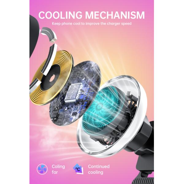 Customizable Shell Color Car Wireless Charging Stand With Blower Design And Strong Magnetic Suction