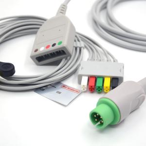 China Fixed Button 5 Lead ECG Cable Stable 6 Pins EKG Machine Cable wholesale
