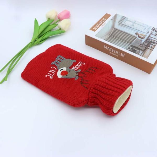 Quality Cover Reusable 1000ml Red Rubber Hot Water Bottle Thickened for sale