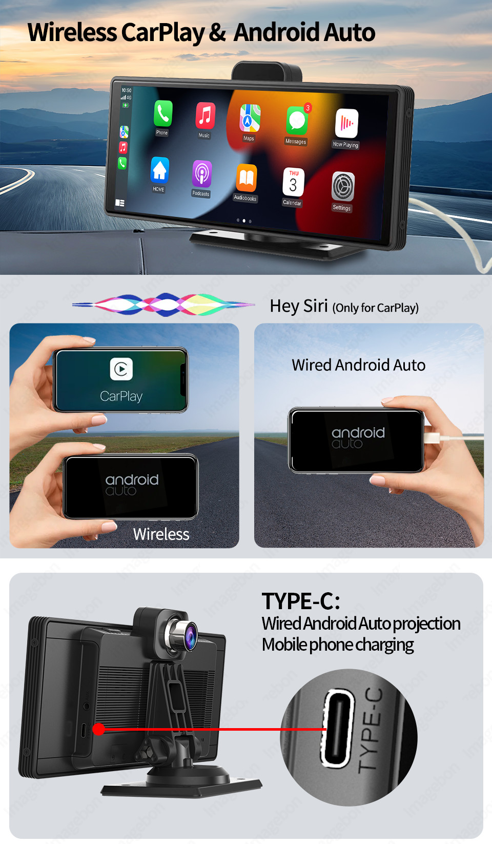 4K 10.26" Car DVR Android Carplay Dashboard Auto ADAS WiFi Dash Cam