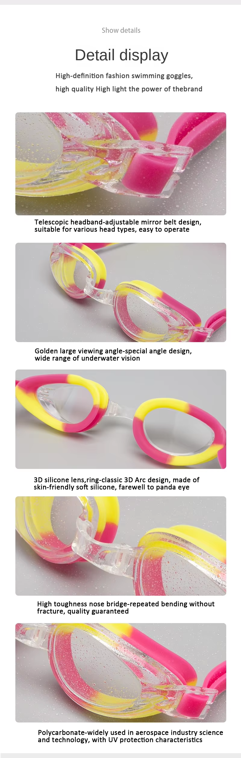 Double Layer Silicone Swim Goggles Aquatic Goggles With Colorful Lens