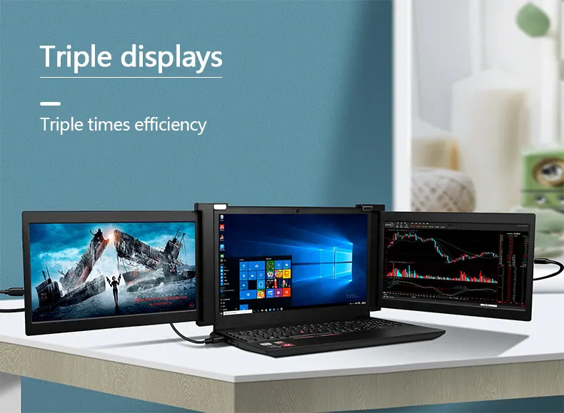 OEM USB C Type C 1080P IPS HDR Portable 3 Screen Monitor For Laptop Gaming 10.1 Inch
