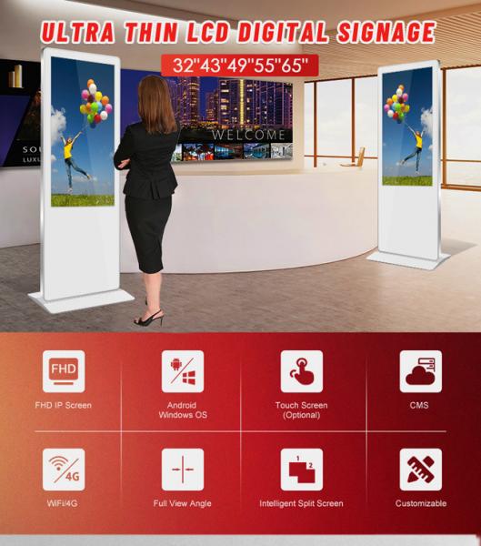 CNAS Floor Standing LCD Digital Signage Android OS Free Standing Kiosk