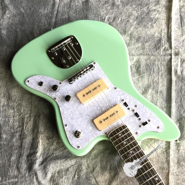 Customized Quality Electric Guitar in Light Green Color with White Hardware