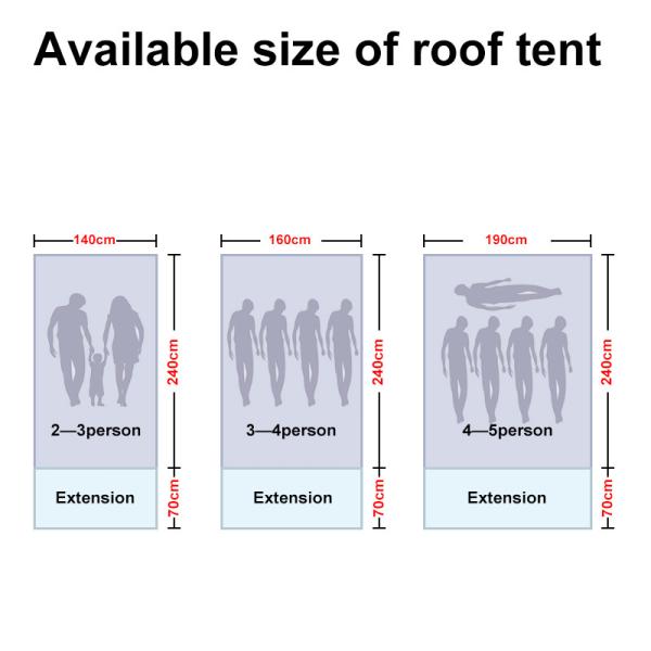 4 Persons Car Side Awning Rooftop Soft Shell Vehicle Roof Tent