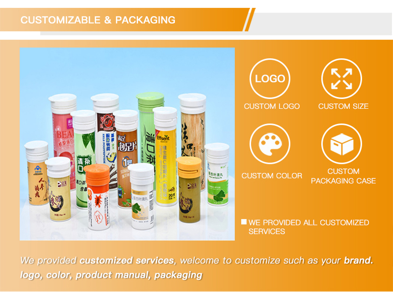 Effervescent Tablet Bottles with Cap Dry Offset Printing and Easy Cleaning