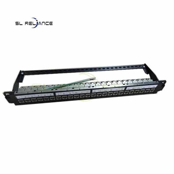 Quality STP FTP Patch Panel Cat 7 24 Port Full Loaded Shielded 19 Inch Patch Rack for sale