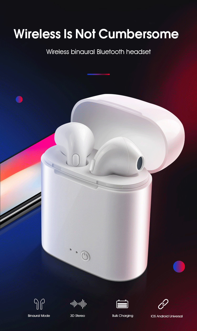 I7 Bluetooth headset tws with charging compartment True wireless binaural Bluetooth headset i7s tws Bluetooth headset un