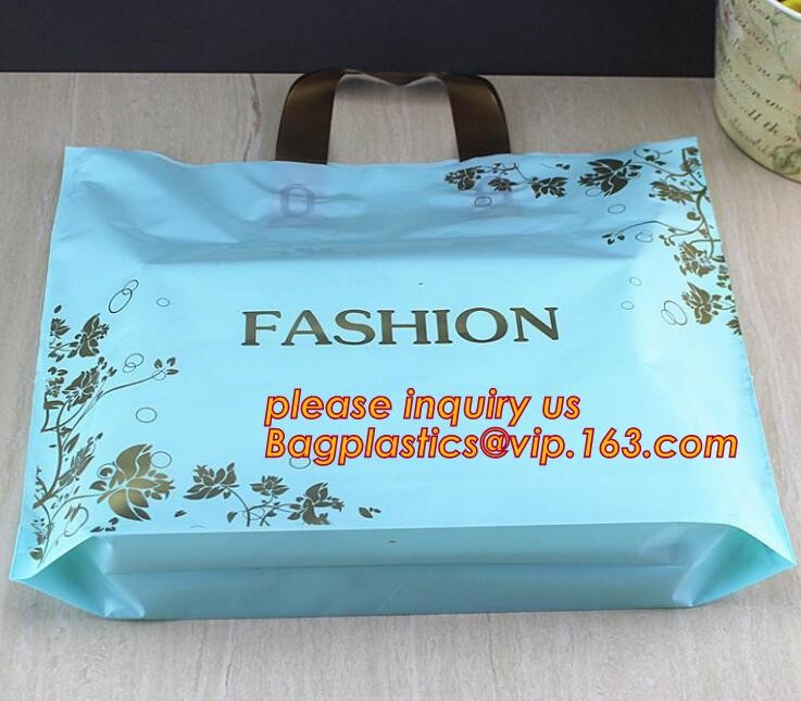 Promotional customized high quality soft loop plastic cloth bag,manufacturer custom soft loop handle polyethylene PE pla