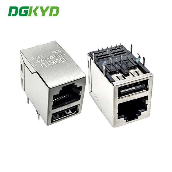 Quality DIP Single USB G/FU RJ45 Network Socket With Dual Ethernet Jack for sale