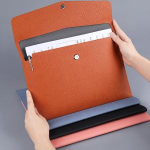 China Customized Logo Waterproof PU Leather A4 File Folder Document Holder with File Pocket wholesale