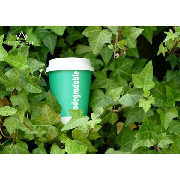White Hot Beverage Paper Cups , Biodegradable Drinking Cups Custom Flexco Printing