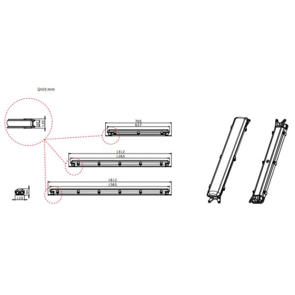 2 Feet 700mm IP65 LED Tri Proof Light Standard / Microwave Sensor Available 20 Watt