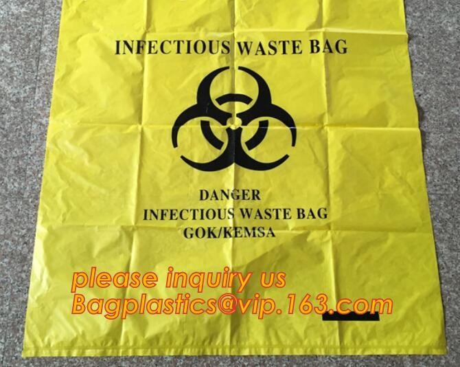 LDPE biohazard waste bin bags disposable medical autoclave bags, biohazard specimen bag plastic adhesive flat bag, bagea