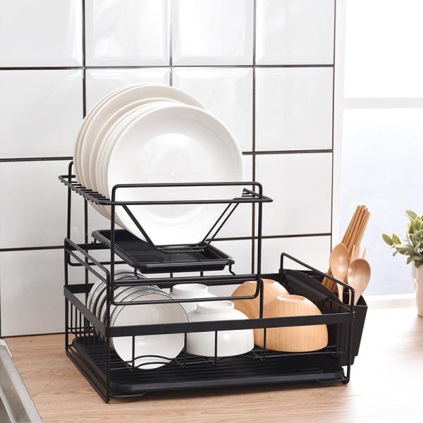 Quality Rustproof 2 Tier Over The Sink Dish Rack , Metal 2 Tier Dish Drainer for sale