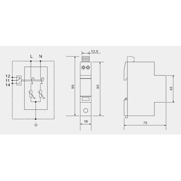 BR-40DP 2P Electric Surge Protective Device Type 3 Spd 275V 40kA Lightning Protection