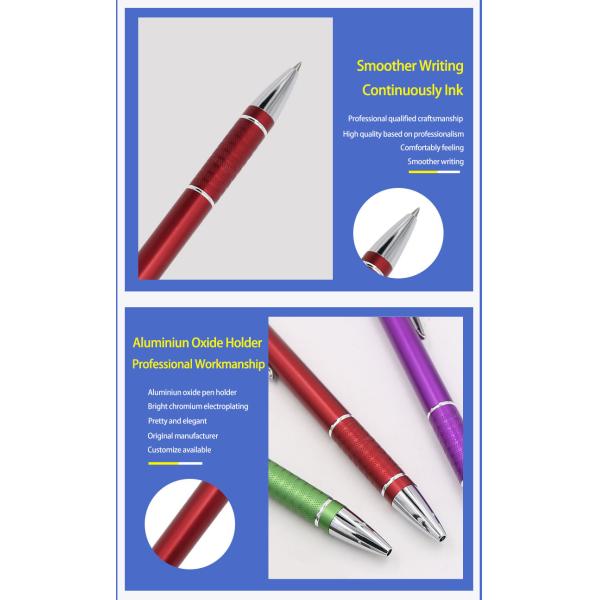 Multi Colors Press Metal Ballpoint Pen 1.0mm Anti-Slip Pen Grip Click Ball Pen