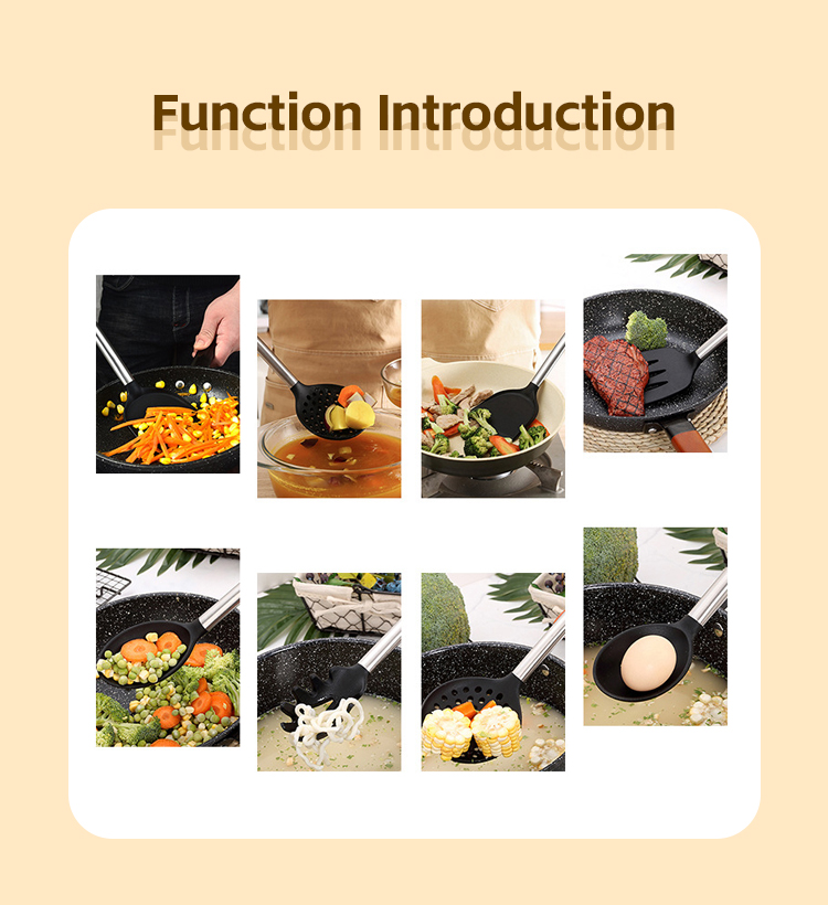 Silk Printing or Debossed Logo 12PCS Silicone Kitchen Utensils Set with Plastic Holder