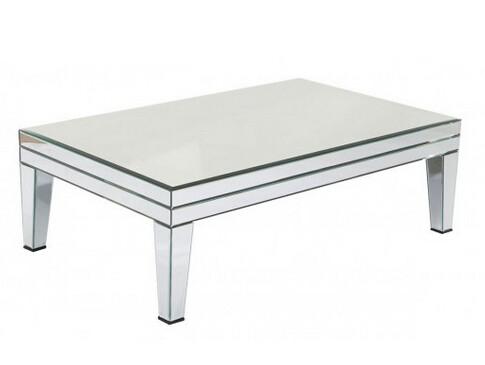 Quality Beveled Edge Rectangular Mirrored Coffee Table For Living Room Clear Mirror Color for sale