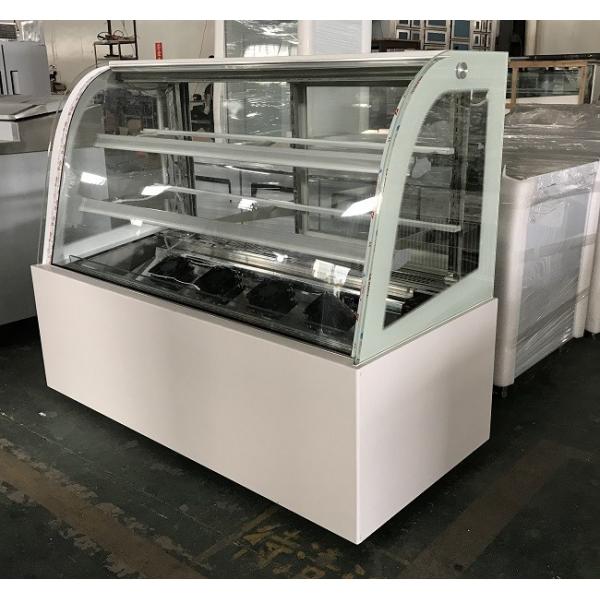 1.2m Refrigerated Cake Display Case, Curved Glass Pastry Chiller With Fan Cooling