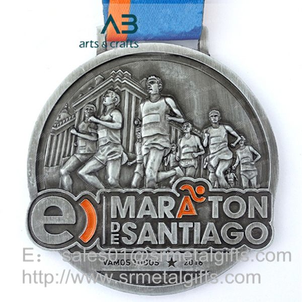 Metal sports medal with ribbon lace