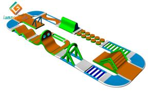 Interaction Large Inflatable Water Obstacle Course / Blow Up Floating Aqua Park