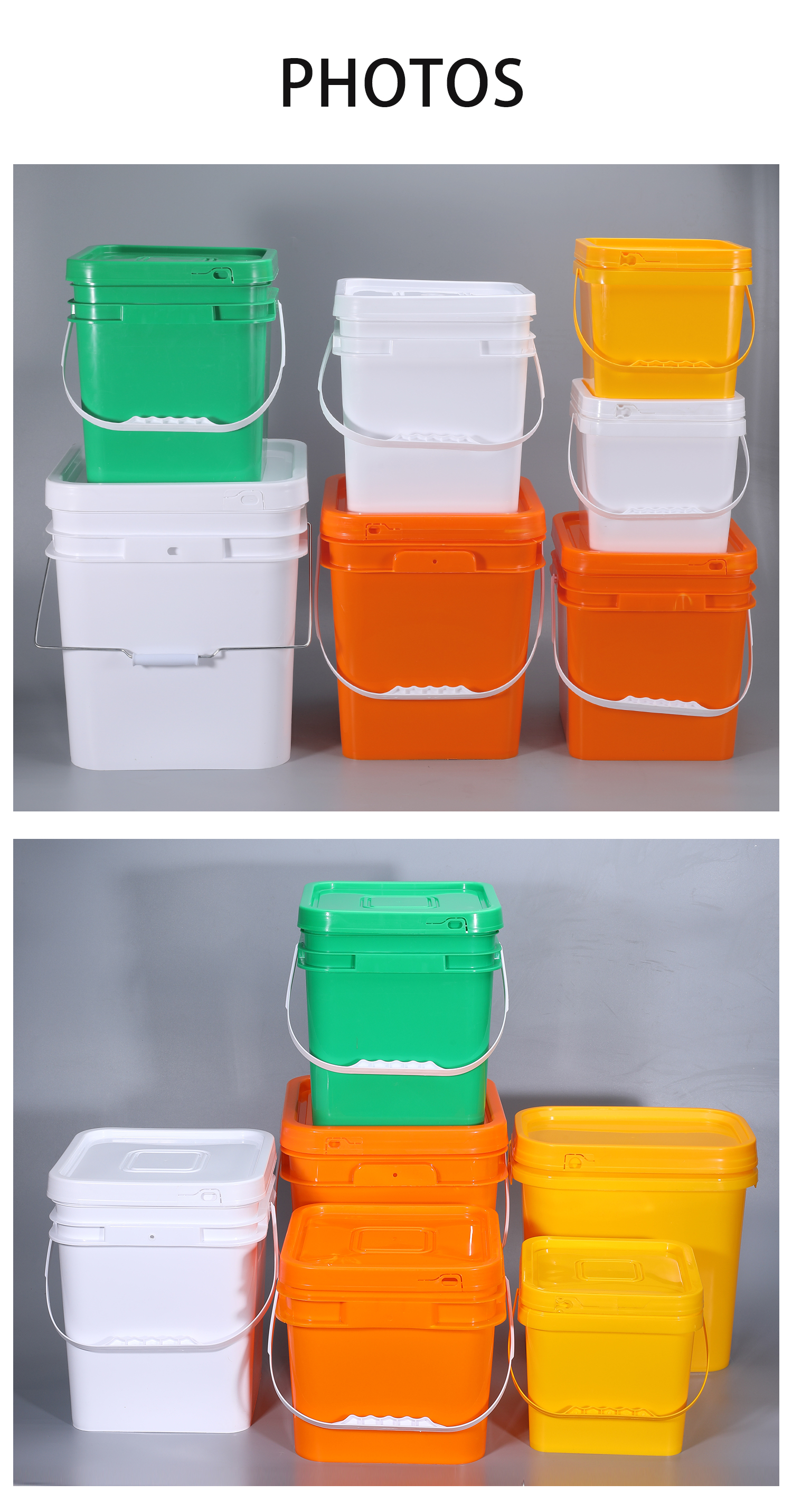White Food Storage Food Grade 5L Rectangular Square Plastic Pail With Lid Handle