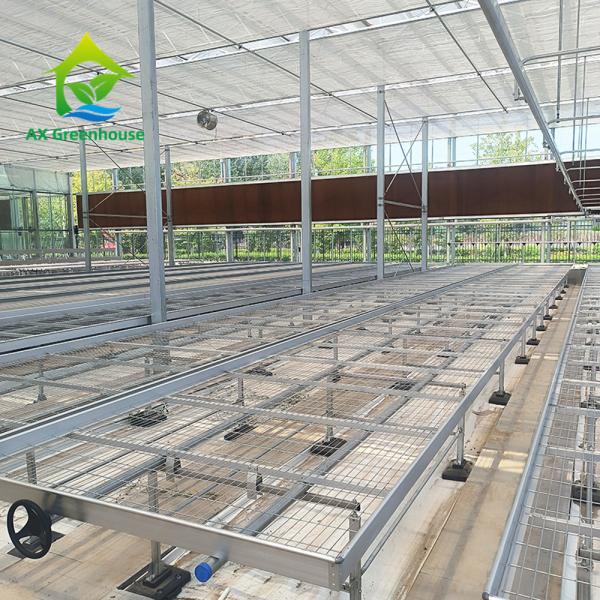 Quality Customized Greenhouse Rolling Bench Grow Table with Easy Construction Advantage and Hot Galvanized Steel Frame Structure for sale