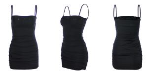 China Spaghetti Straps Club Stretch 66cm Sleeveless Pleated Bodycon Dress wholesale