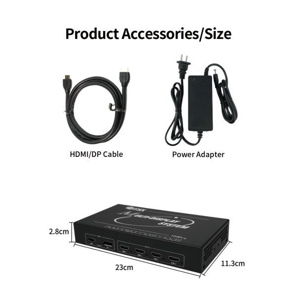 4K60 Multi-screen Expander 1 in 4 Out HDMI 1X2 1X3 1X4 Multi-screen Video Surveillance 3840x2160 Video Wall Controller