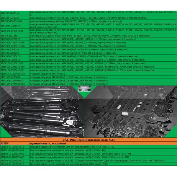 Cardan Shaft Driveshaft UAZ 2363-00-2200010-20 / For Production Of JSC "UAZ" 2360 an Electric p/k Made in China