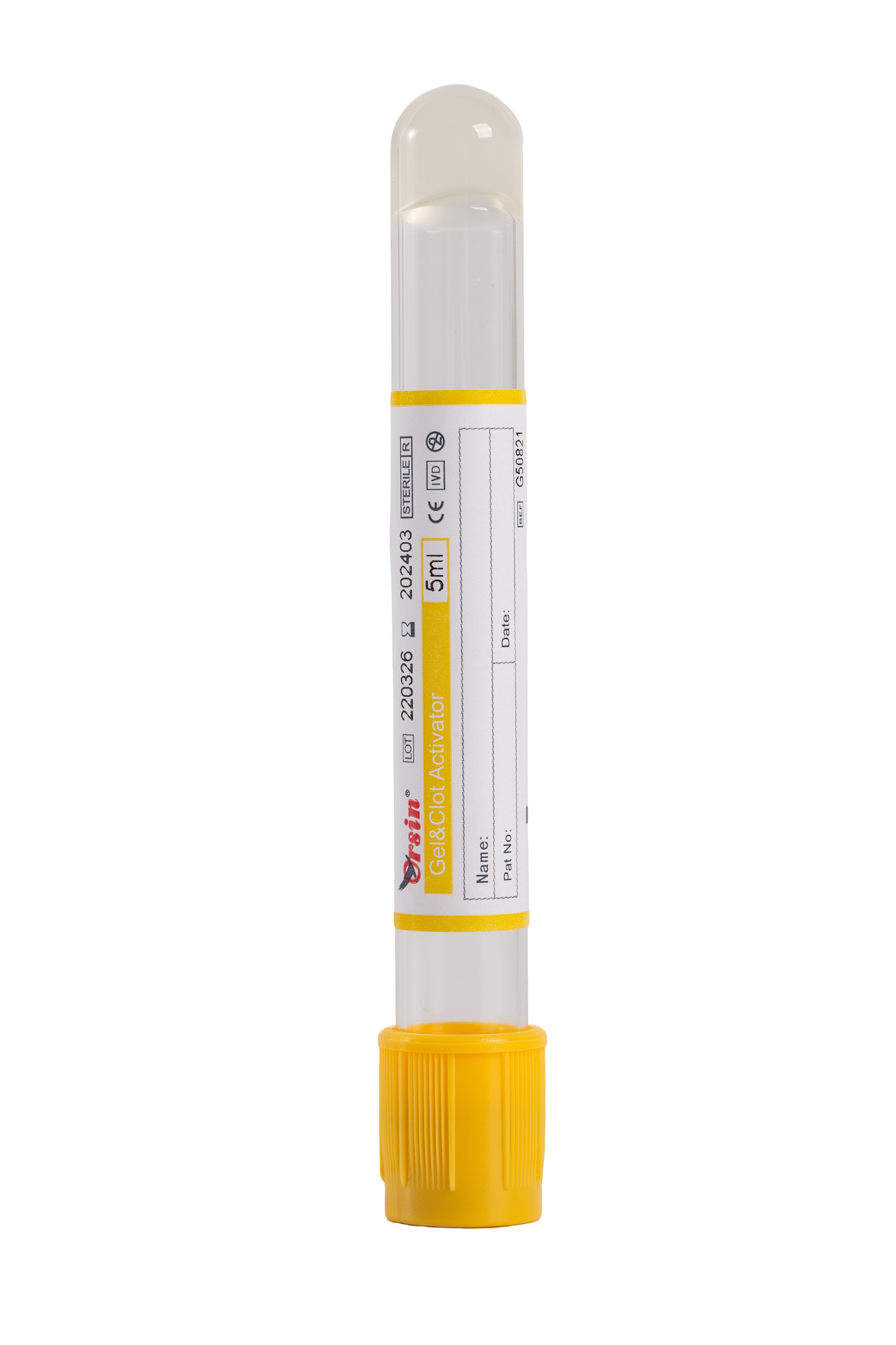 Gel and Clot Activator Yellow Glass or PET Tube 1-10ml Blood Serum Separation Gel Clot Activator