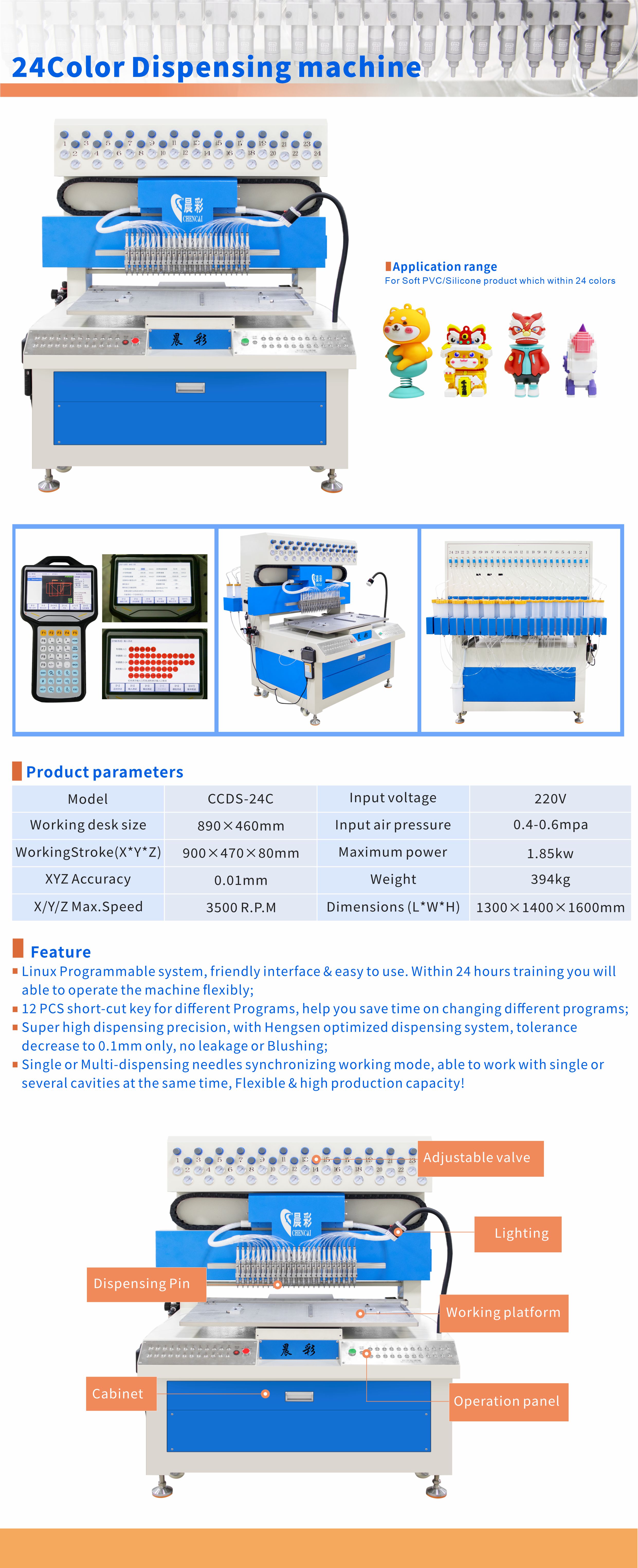 Soft PVC Silicone Phone Case Making Machine Within 24 Colors And Maximum Power 1.85KW