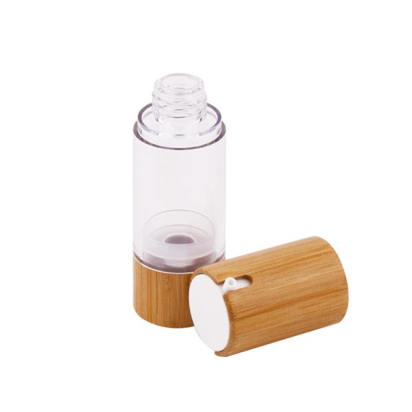 Plastic Dispenser Lotion Cosmetic Airless Bottle With Bamboo Pump
