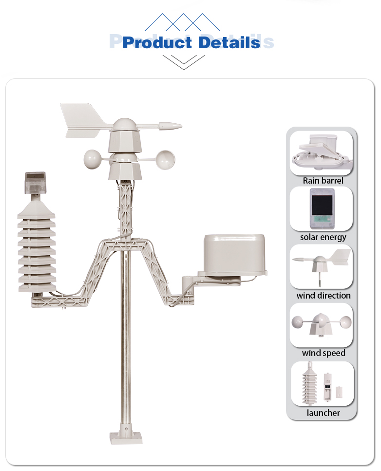 Household Wireless Weather Station With Solar Color Screen Temperature And Humidity Sensor
