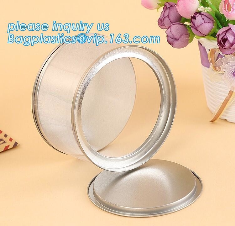 clear PVC PET can for food canning,Customized round clear paint can with tin lid,paint can with tin top & bottom and han