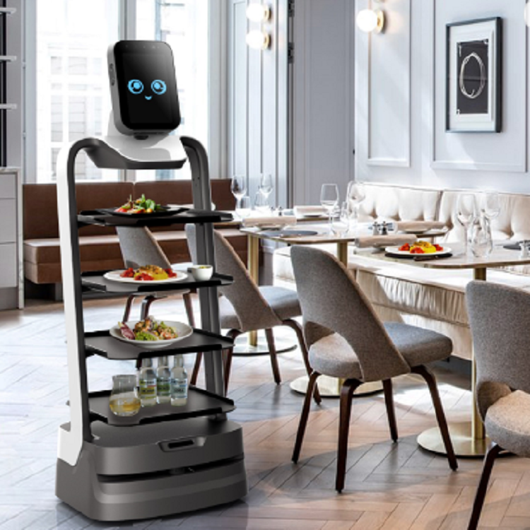 Delivery Robot AI Catering Delivery Food Waiter in Restaurant and Intelligent Autonomous Navigation Service Robot