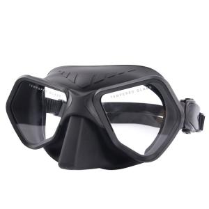 China Wolf Black Diving Mask Freedive Goggles Tempered Glass 65cc wholesale