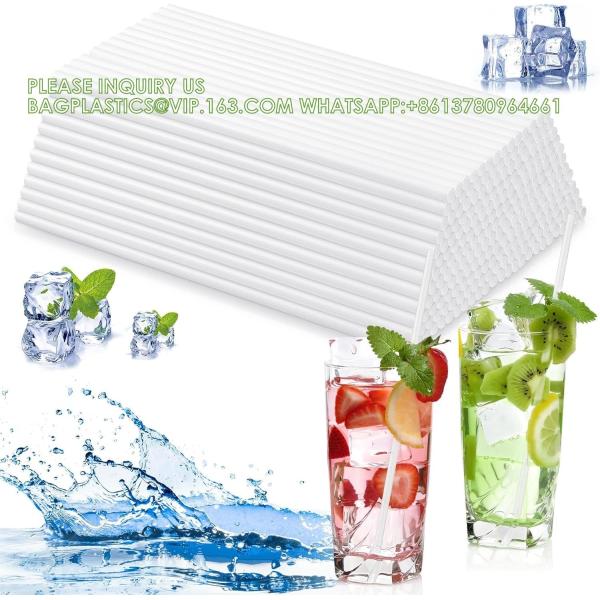 Compostable Straws 7 3/4 Inch Long - Clear Disposable Straws, Eco Friendly Drinking Straw For Milkshake Smoothies