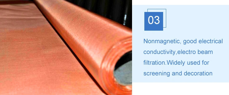 99.8% 100 Mesh Copper Wire Mesh / Fabric 1m Width Non Magnetic