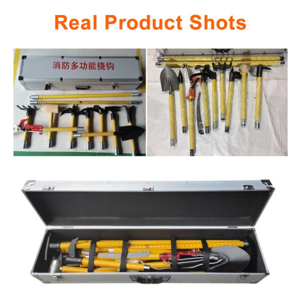 12 Piece Multi-functional Firefighting Rake Hook Set, Professional Fire Rescue Combination Tool Kit for Demolition, Cutting, Lifting, Measuring and