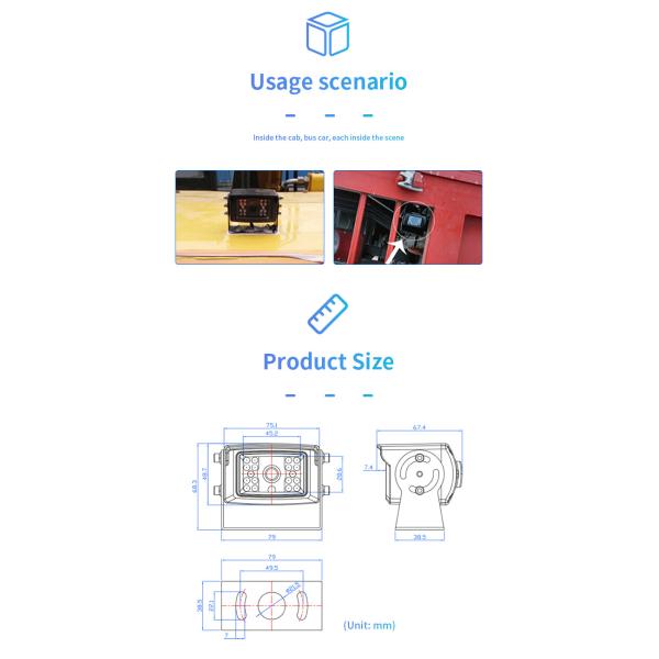 Little Korean Style Unlit 18.5mm Perforated Waterproof Rear View Car Parking Camera System