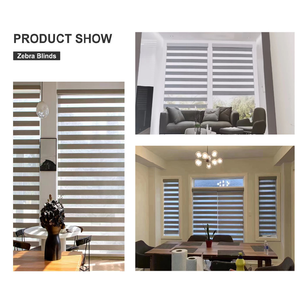 Custom Size Electric Smart Zebra Shading Window Polyester Blinds