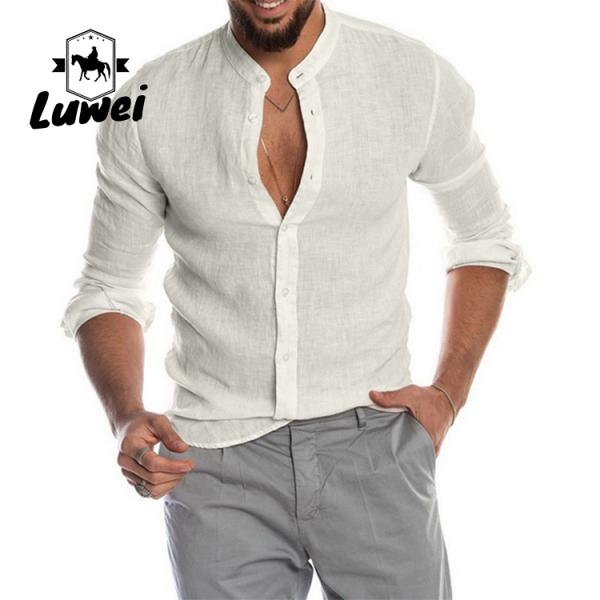 Casual Men Shirts Apparel Cotton Single Breasted Long Sleeve Print Shirts