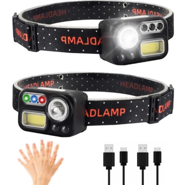 500 Lumens LED Headlamp with Motion Sensor and Rechargeable Battery for Outdoor Activities